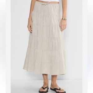 Aritzia Wilfred Bouquet Linen Midi Skirt Tan  Natural Ecru Size XXS B26